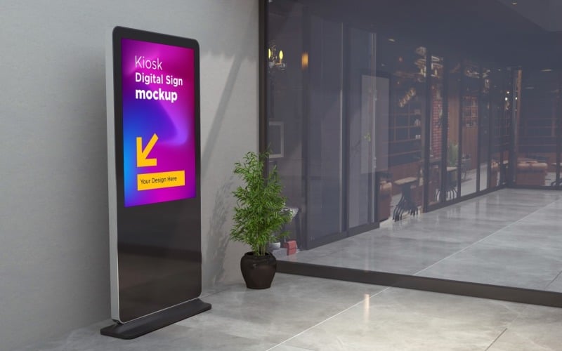Totem Kiosk Digital Signage Two Mockup Template