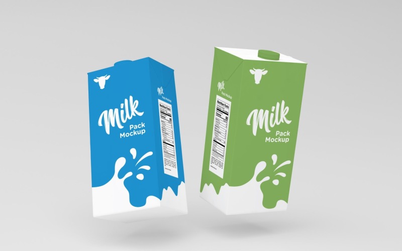 3D dva typy jednoho litrového kachlového balení mléka balení maketa šablony