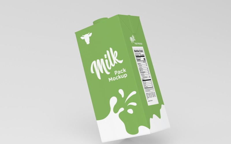 3D молочний пакет один літр черепичною коробкою пакувальний макет шаблону