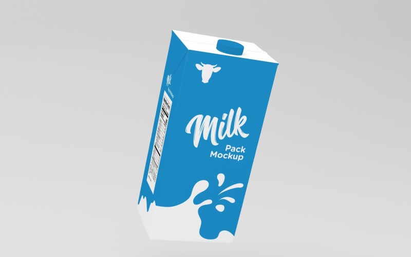 Modèle de maquette d'emballage de paquet de lait de boîte carrelée d'un litre