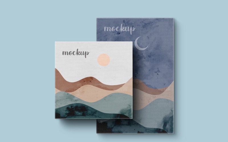 Modello di mockup di cornice quadrata e verticale per pittura su tela