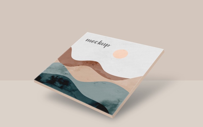 Perspektif Görünümü Kare Resim Tuval Mockup Şablonu