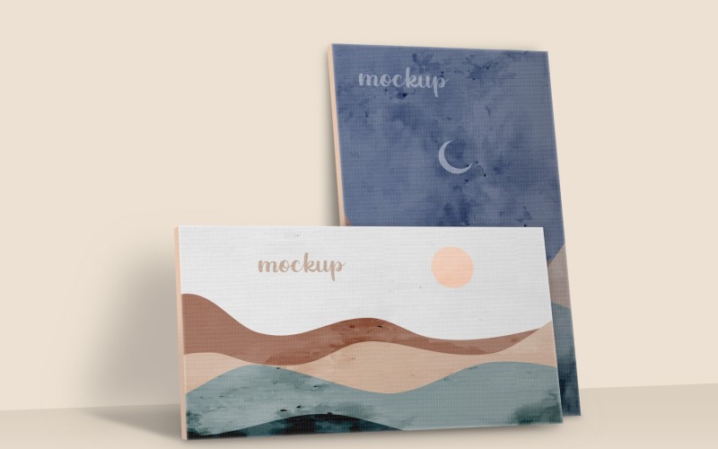 Schilderij canvas verticale en horizontale frame mockup sjabloon