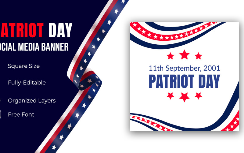 Tarjeta del día del patriota con torres gemelas y frase Recuerda las redes sociales del 9-11
