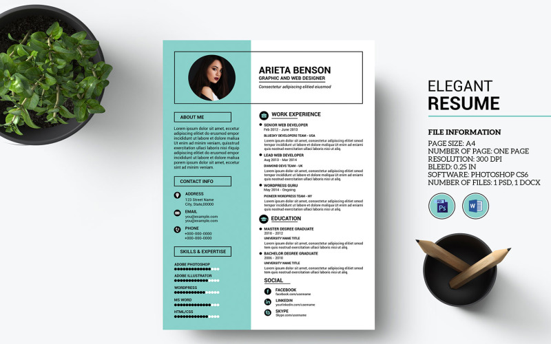 Arieta Benson szablon CV do druku