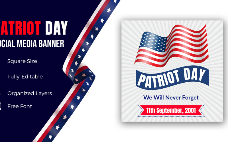 Баннер, посвященный дню патриота США 11 сентября, в социальных сетях