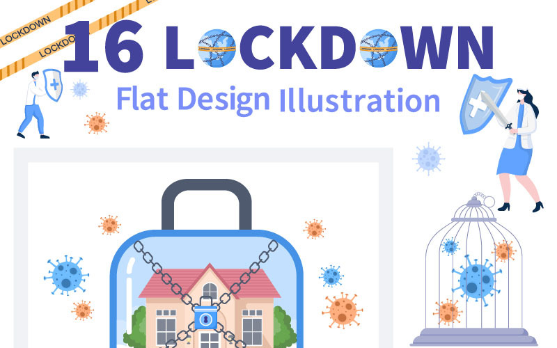16 Blokada COVID-19 Ilustracja koronawirusa