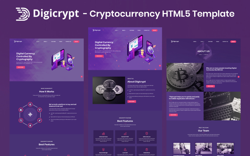 Digicrypt - Modelo HTML5 de criptomoeda
