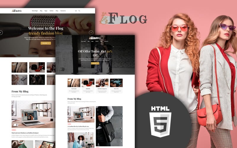 FLOG - HTML5-websitesjabloon voor modeblog