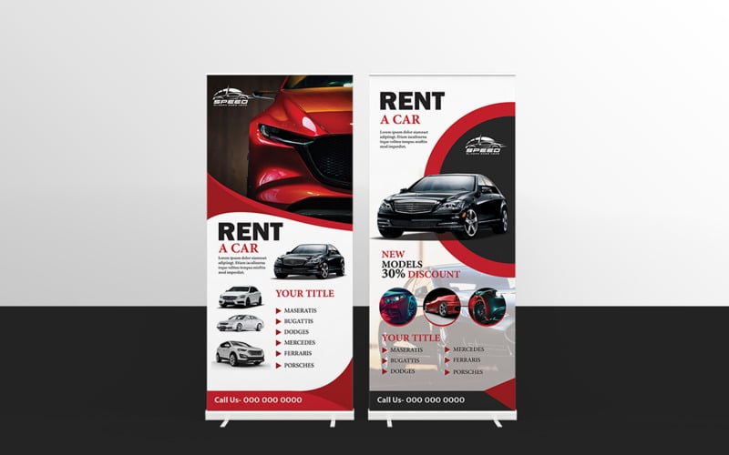 Modèle d'identité d'entreprise Ren A Car Roll Up Banner
