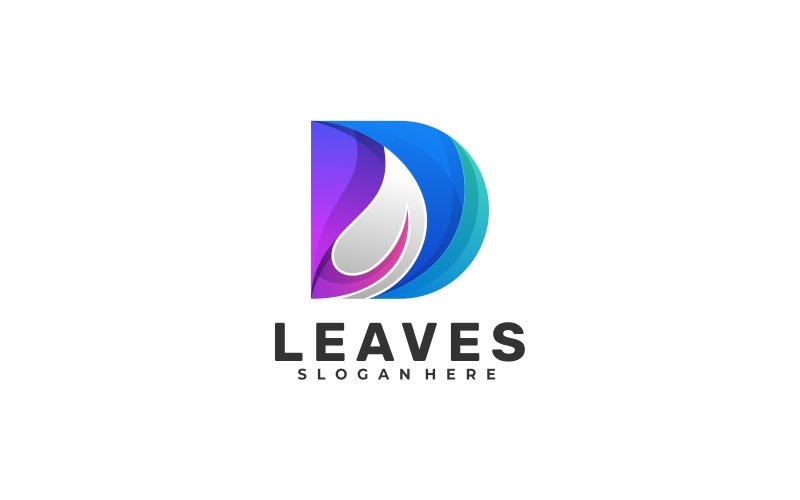 Letter Leaf Space Färgglad logotyp