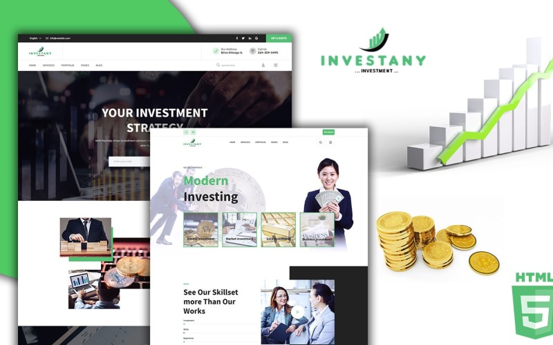 Modèle HTML5 d'investissement financier professionnel d'Investany