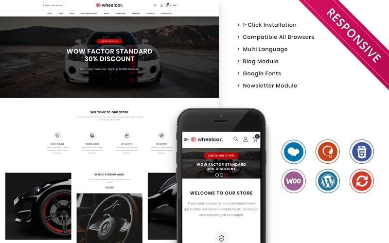 Wheelcar - Negozio di automobili Premium Woocommerce Template