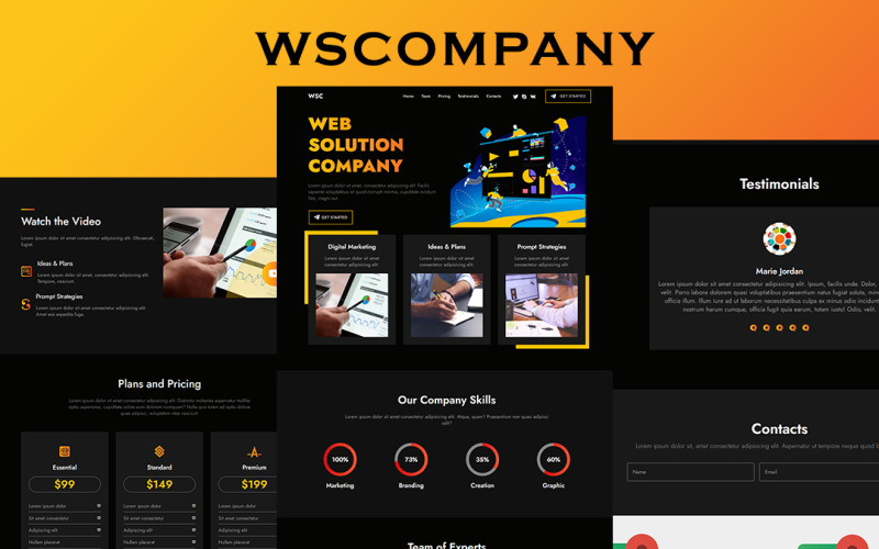 WSCOMPANY - Fullt responsiv mall för arbetsmålsida