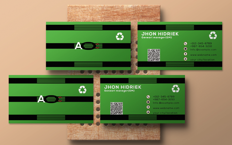 Cartão de negócios verde preto