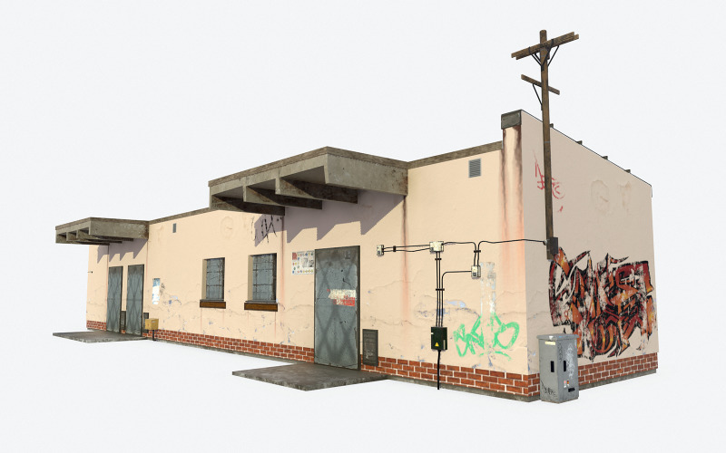 Elektrische Station Low-Poly-3D-Modell