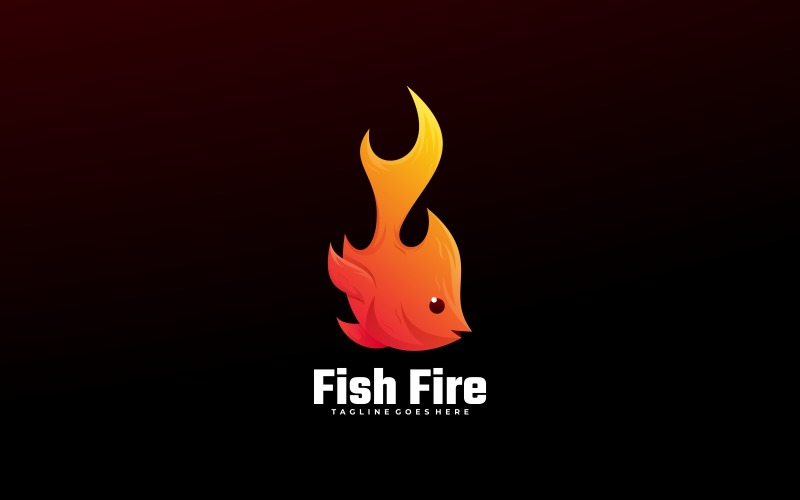 Fish Fire Gradient Logo Style