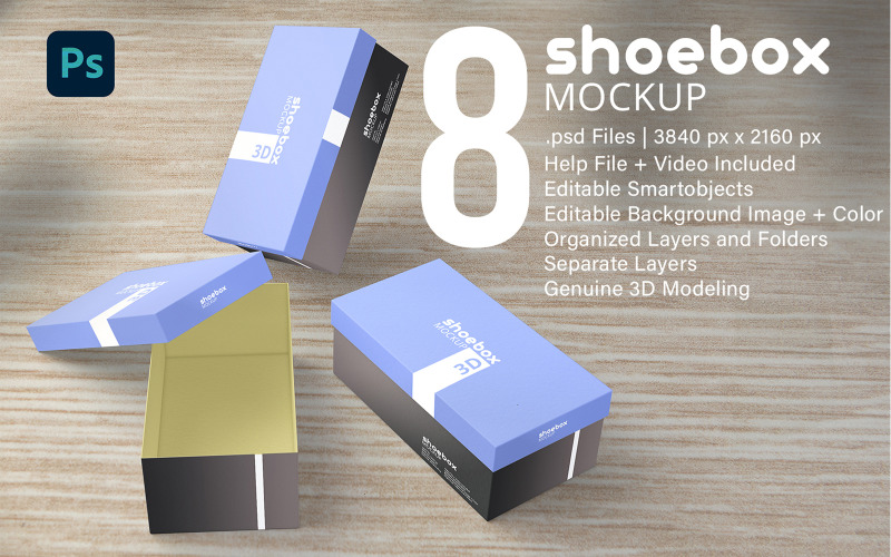 Sportivo - Modello di mockup del prodotto PSD con scatola di scarpe