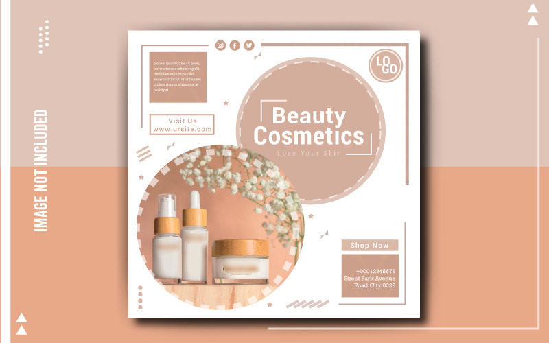Banner de venta de cosméticos de belleza