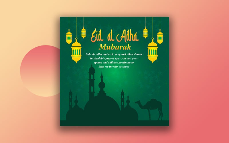 Eid Ul Adha Eid Mubarak wens sociale media en Instagram post ontwerpsjabloon Post