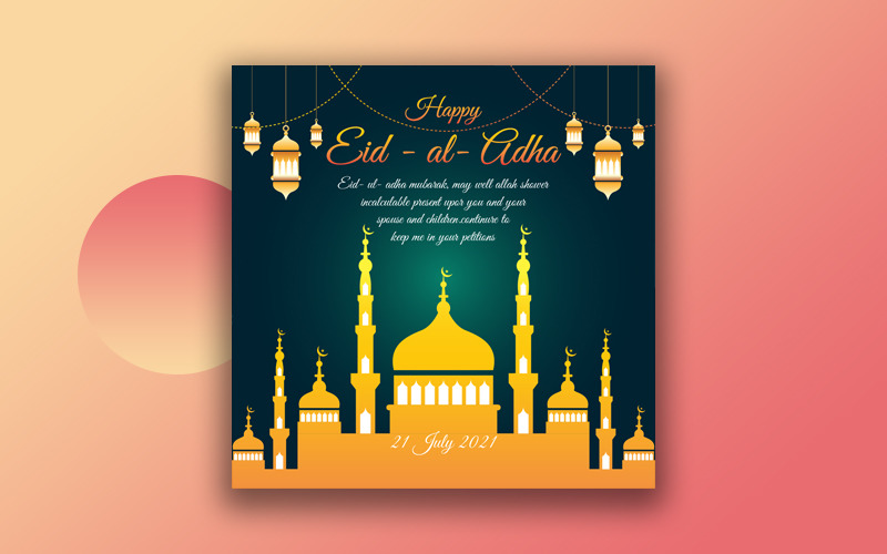 Eid Ul Adha wens ontwerpsjabloon voor sociale media en Instagram-berichten