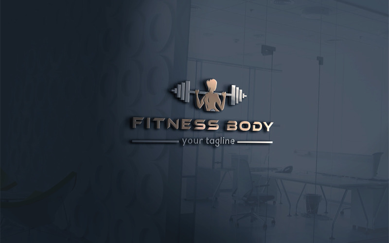 Modello di progettazione del logo per il fitness del corpo 2