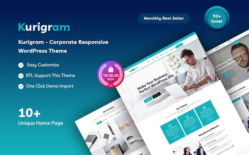 Kurigram - Responsivt WordPress-tema för företag