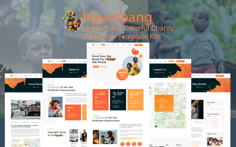 Nyumbang - Charity & Fundraising Elemetor Template Kits