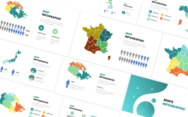Plantilla de PowerPoint infografía de mapas - TemplateMonster