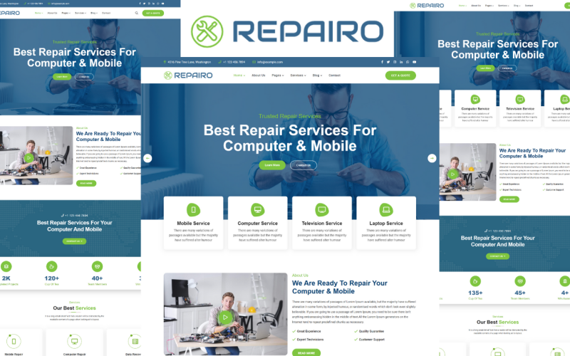 Repairo - Modèle HTML5 de réparation d'ordinateurs et de mobiles