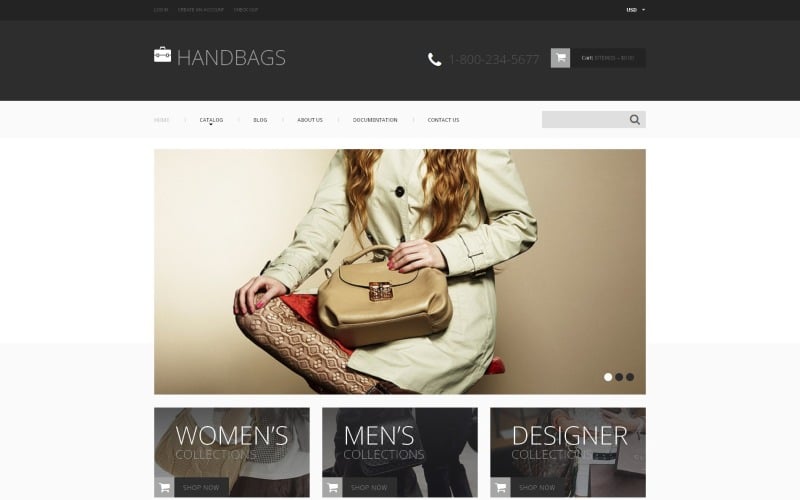 Responsive Shopify Theme für kostenlose Handtaschen