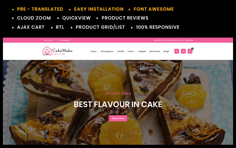 Šablona Opencart Cakemake Cake Store