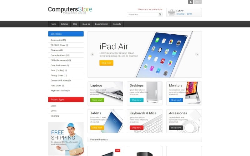 Tema gratuito de Shopify para comercio electrónico de computadoras