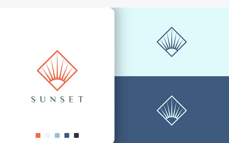 Сонце або сонячний логотип у простих та сучасних