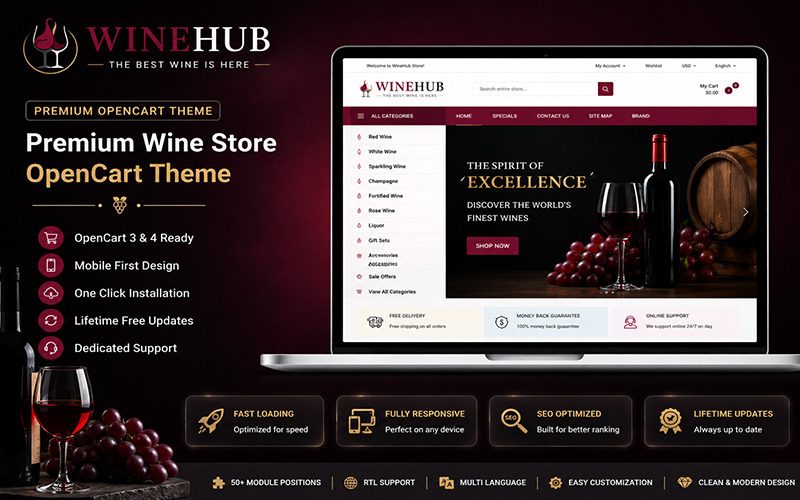 Winehub Alcohol and Liquor Responsive Opencart-thema