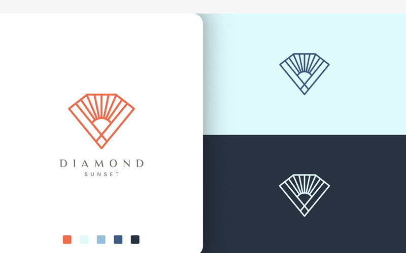 Алмаз або сонце логотип у стилі моно лінії