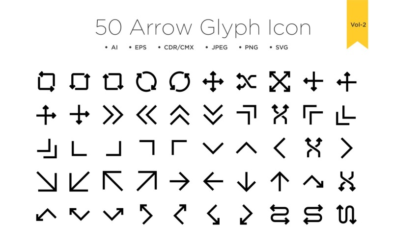 50 icono de glifo de flecha Vol 2