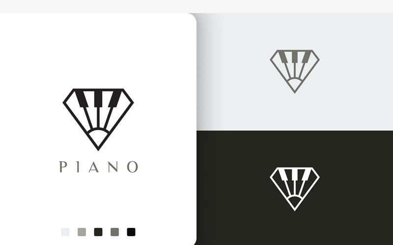Logotipo de piano moderno em forma de diamante