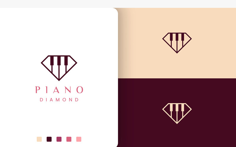 Logotipo simple de la escuela de piano en forma de diamante