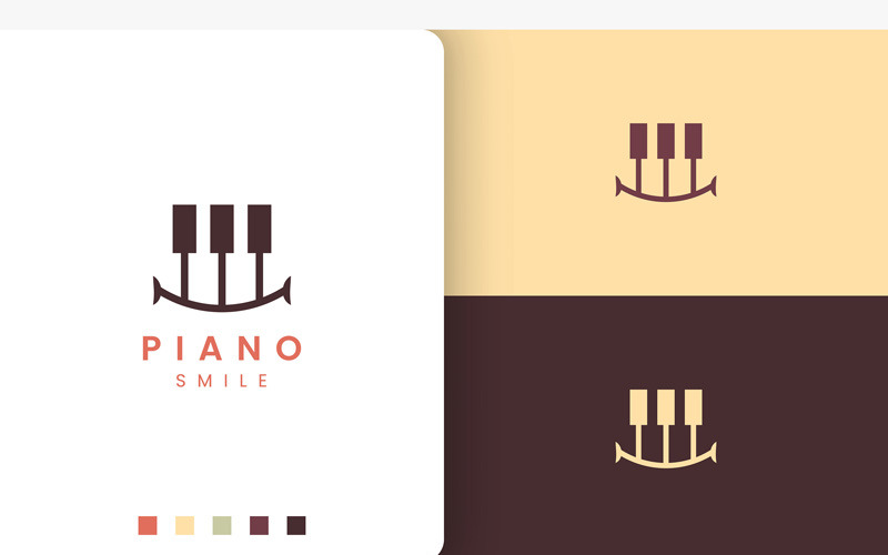 Piano-logo in eenvoudig met glimlachvorm