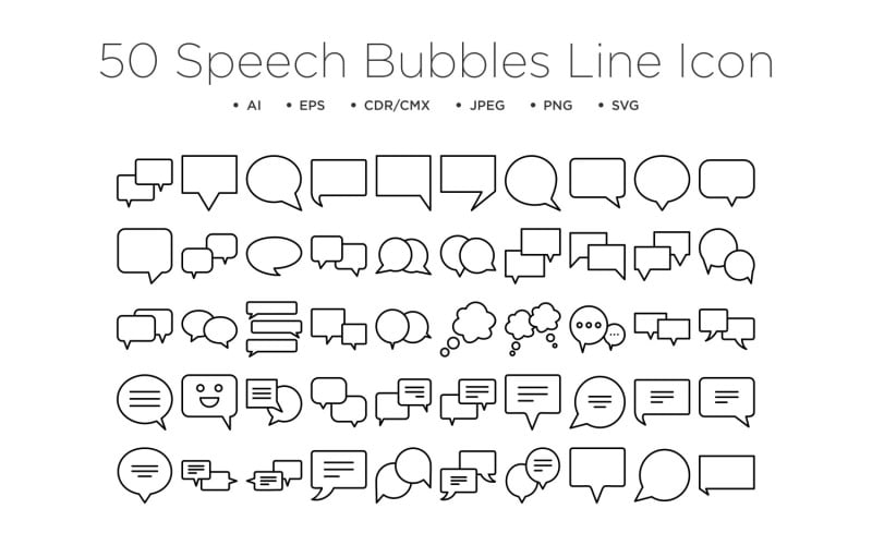 Speech Bubbles Line 50_set