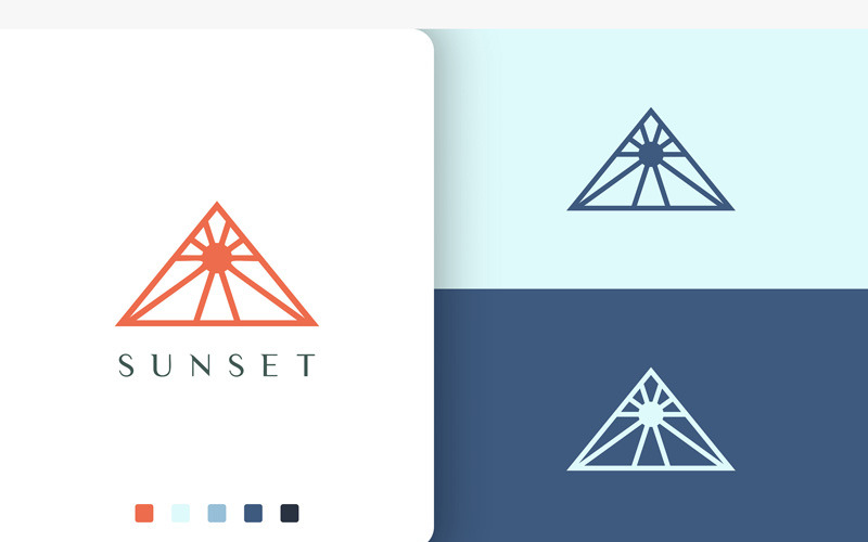 Trójkątne logo słońca lub mocy w prostym .