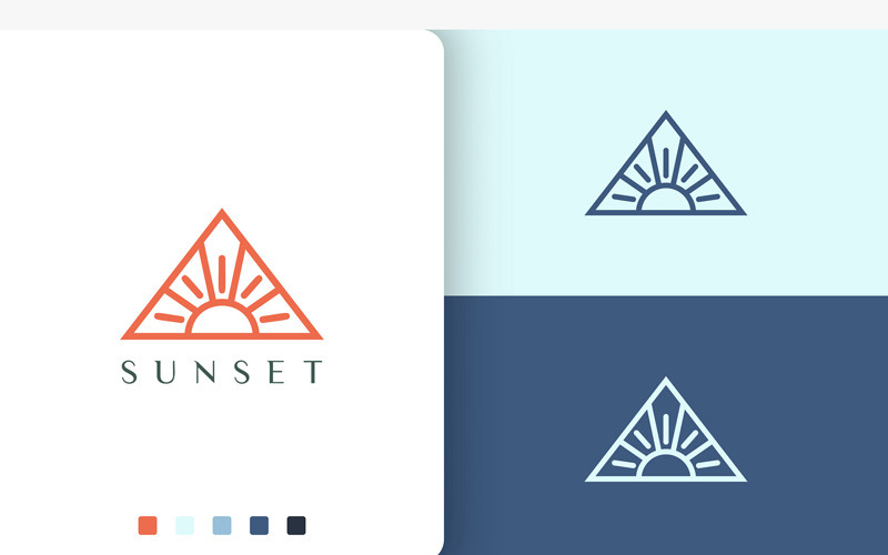 Trójkątne Słońce lub Logo Energii w Nowoczesnym