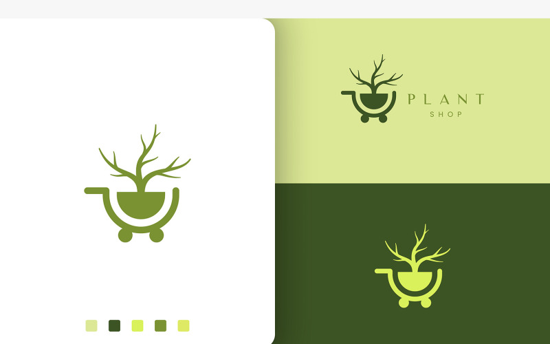 Візок логотип для природного або органічного ринку