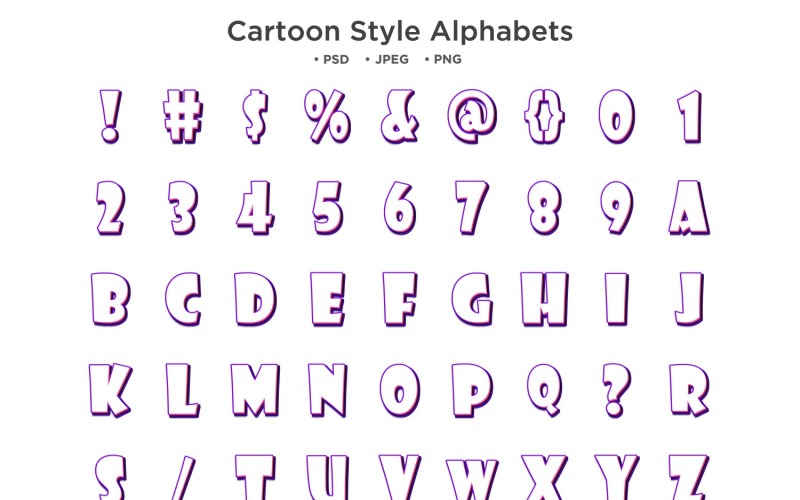 Alfabet in cartoonstijl, ABC-typografie