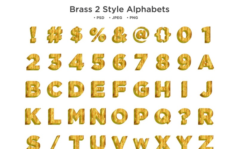 Alfabeto de 2 estilos de latón, tipografía Abc