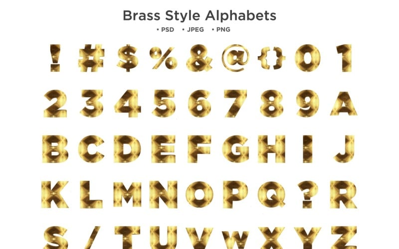 Alfabeto de estilo de latão, tipografia ABC