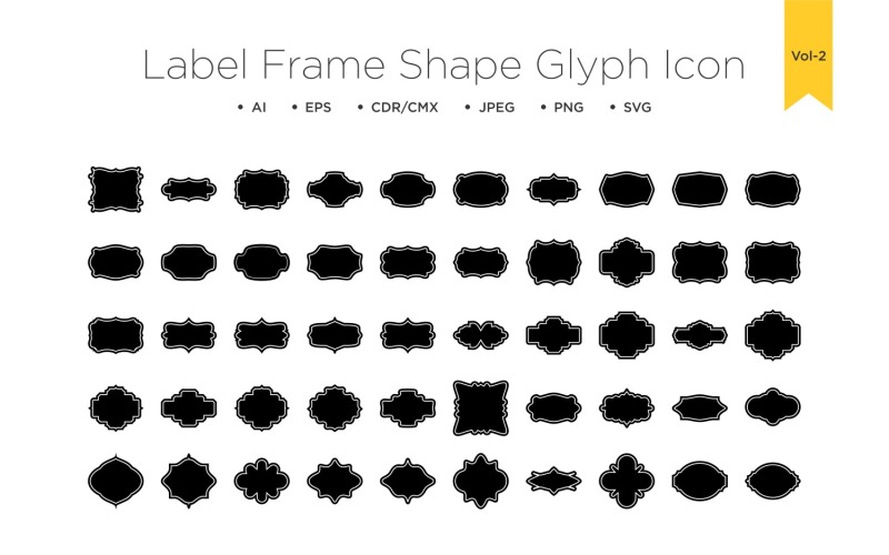 Etikettramform - Glyph With Frame - 50 _Set Vol 2