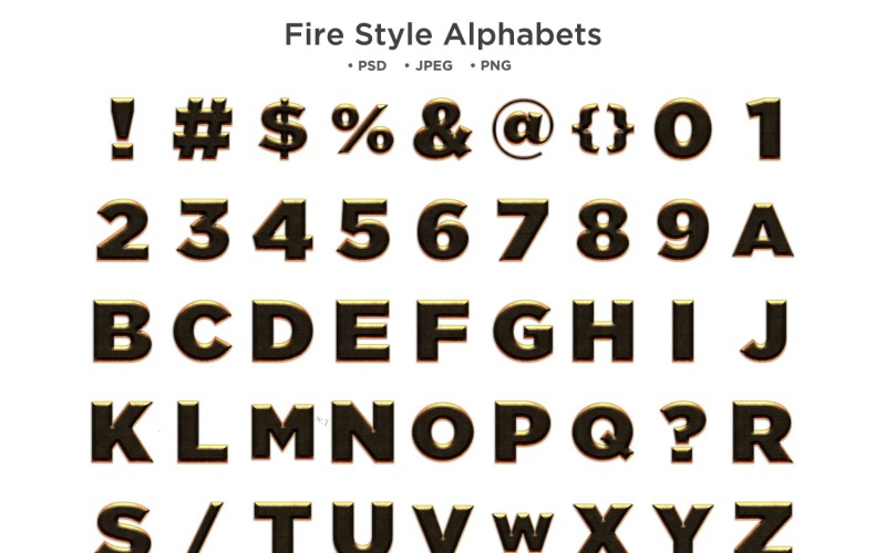 Feuer-Stil-Alphabet, ABC-Typografie