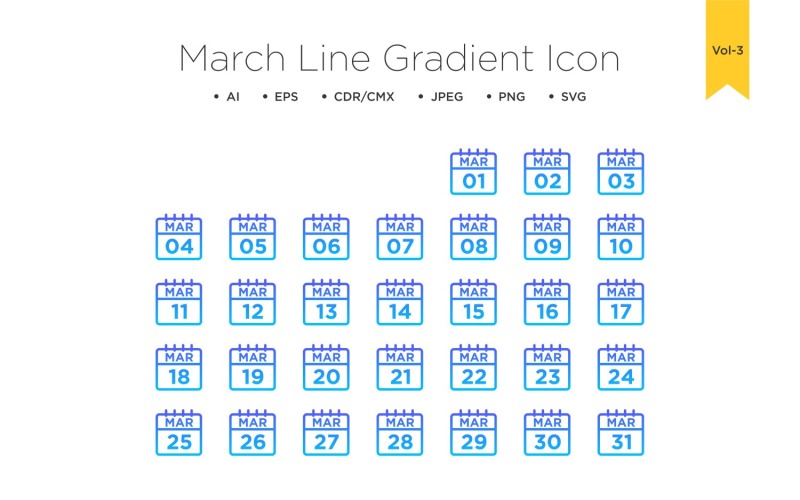 Набор иконок градиента линии марта